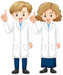 © blueringmedia - Boy and girl in science gown pointing finger up