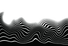 Modern Vector Transition From Black To White With Wavy Lines For Banners, Websites, Posters, Business Cards, Stickers, Covers, Prints On Clothes. Black And White Vector Background.