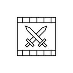 Poster - Video, film, sword icon. Simple line, outline vector elements of cinematography icons for ui and ux, website or mobile application