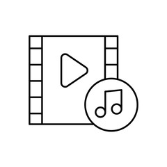 Poster - Music, play, film ribbon icon. Simple line, outline vector elements of cinematography icons for ui and ux, website or mobile application