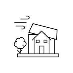 Poster - House, windy icon. Simple line, outline vector elements of natural disasters icons for ui and ux, website or mobile application