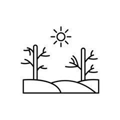 Poster - Drought, trees, sun icon. Simple line, outline vector elements of natural disasters icons for ui and ux, website or mobile application