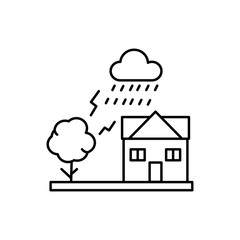 Poster - Rain, house, tree, thunder icon. Simple line, outline vector elements of natural disasters icons for ui and ux, website or mobile application