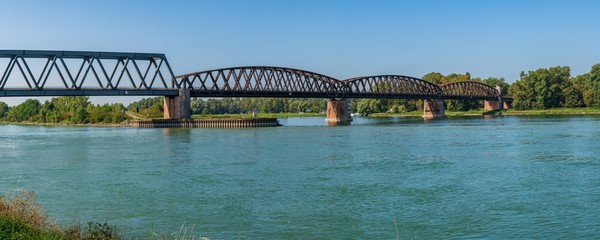 Rheinbruecke (Bridge over the Rhine) Wintersdorf, Baden-Wuerttemberg, Germany