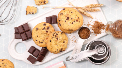 cooking chocolate cookies with ingredient