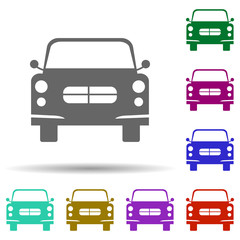 Sticker - Front view automobile, car in multi color style icon. Simple glyph, flat vector of transport icons for ui and ux, website or mobile application