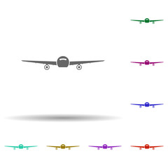 Poster - Front view transport, plane in multi color style icon. Simple glyph, flat vector of transport icons for ui and ux, website or mobile application
