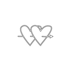 Poster - Valentine's Day, heart, arrow icon. Simple thin line, outline vector of valentine's day icons for ui and ux, website or mobile application