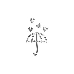 Poster - Valentine's Day, umbrella, hearts icon. Simple thin line, outline vector of valentine's day icons for ui and ux, website or mobile application