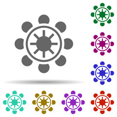 Poster - Dharma wheel in multi color style icon. Simple glyph, flat vector of world religiosity icons for ui and ux, website or mobile application
