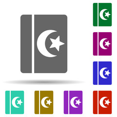 Poster - Koran in multi color style icon. Simple glyph, flat vector of world religiosity icons for ui and ux, website or mobile application