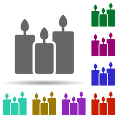 Poster - Candles in multi color style icon. Simple glyph, flat vector of world religiosity icons for ui and ux, website or mobile application