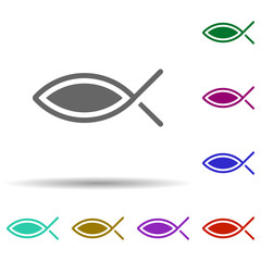 Poster - Ichthys in multi color style icon. Simple glyph, flat vector of world religiosity icons for ui and ux, website or mobile application