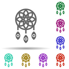 Poster - Dreamcatcher in multi color style icon. Simple glyph, flat vector of world religiosity icons for ui and ux, website or mobile application