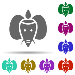 Poster - Ganesha in multi color style icon. Simple glyph, flat vector of world religiosity icons for ui and ux, website or mobile application