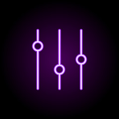 Poster - music settings neon icon. Elements of music set. Simple icon for websites, web design, mobile app, info graphics