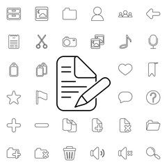 Poster - Edit document icon. Universal set of web for website design and development, app development