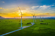 canvas print picture - Landscape with Turbine Green Energy Electricity, Windmill for electric power production, Wind turbines generating electricity on rice field at Phan Rang, Ninh Thuan, Vietnam. Clean energy concept.