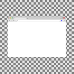 Poster - Browser window isolated on transperent background. Opened web browser. Blank template for search and address. Mockup screen browser. Interface frame in flat style. Web window new or home page. Vector