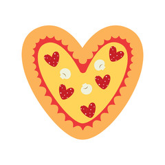 Sticker - Pizza heart vector illustration