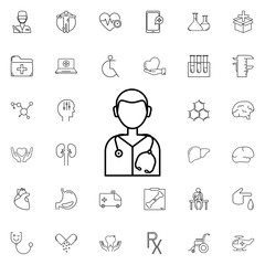 Poster - doctor icon. Universal set of medicine for website design and development, app development