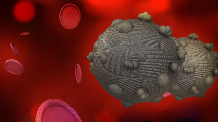 The virus in dark tone 3d rendering for  medicine  and  healthcare content.