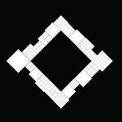 Poster - Minimal diagonal modern square badge design element - geometrical black and white vector graphic from squares