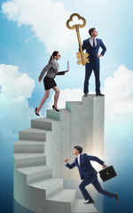Wall Mural - Businessman with key to success at the top of career
