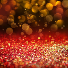 Wall Mural - Abstract red background with golden bokeh