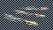 flying bullets on the battlefield, close up.