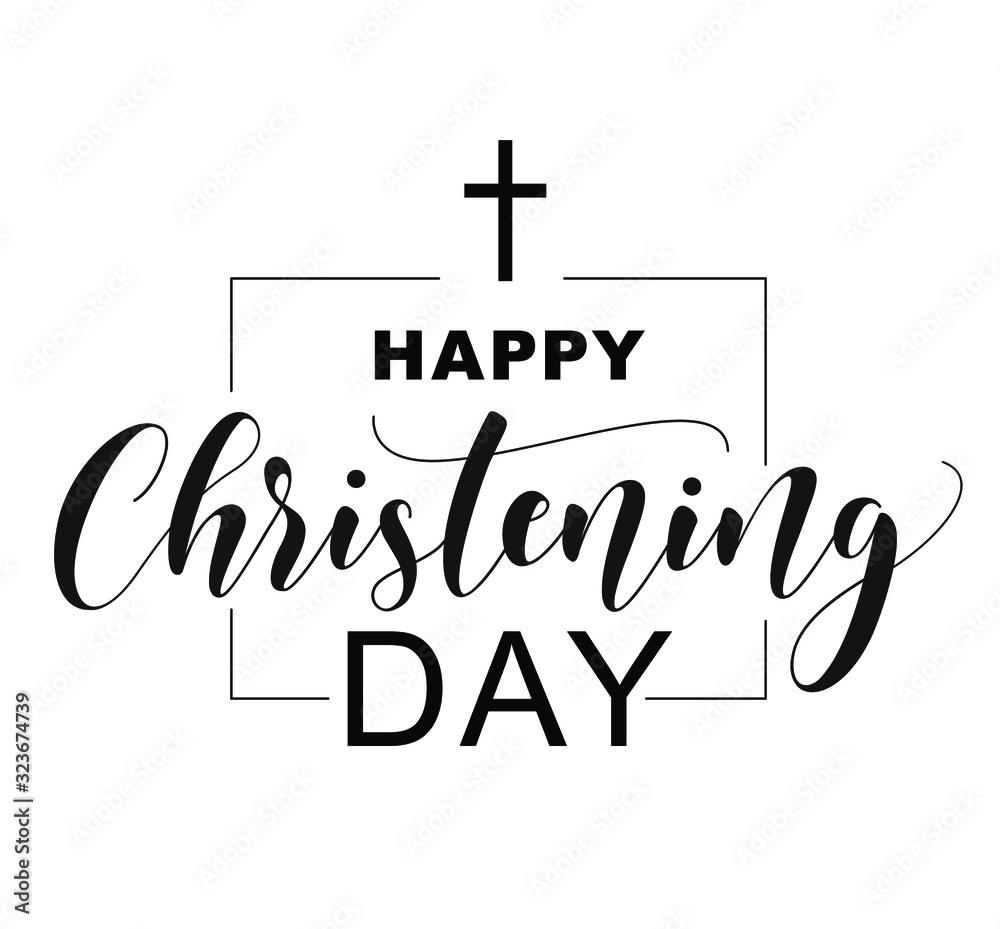 Vektor Happy Christening Day. Black text isolated on white background ...