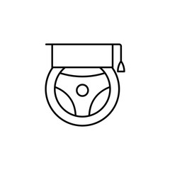 Poster - Steering wheel, graduate hat icon. Simple line, outline vector elements of driving school icons for ui and ux, website or mobile application