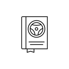 Poster - Steering wheel, book icon. Simple line, outline vector elements of driving school icons for ui and ux, website or mobile application