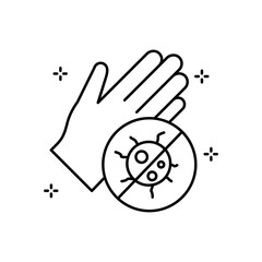 Poster - Hand, bacteria, ban icon. Simple line, outline vector elements of hygiene icons for ui and ux, website or mobile application