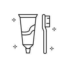 Poster - Toothbrush, toothpaste icon. Simple line, outline vector elements of hygiene icons for ui and ux, website or mobile application