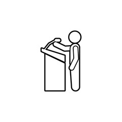 Aufkleber - a speech from the rostrum icon. Simple thin line, outline vector of conversation icons for ui and ux, website or mobile application