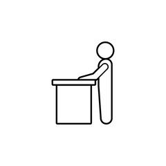 Aufkleber - a speech from the rostrum icon. Simple thin line, outline vector of conversation icons for ui and ux, website or mobile application