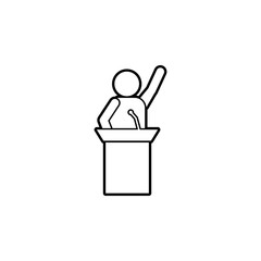 Aufkleber - a speech from the rostrum icon. Simple thin line, outline vector of conversation icons for ui and ux, website or mobile application