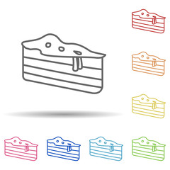Poster - Piece of cake in multi color style icon. Simple thin line, outline vector of fast food icons for ui and ux, website or mobile application