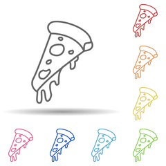 Poster - Piece of pizza in multi color style icon. Simple thin line, outline vector of fast food icons for ui and ux, website or mobile application