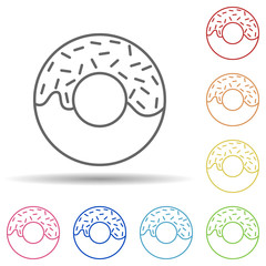 Poster - Donut in multi color style icon. Simple thin line, outline vector of fast food icons for ui and ux, website or mobile application