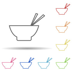 Poster - Noodles in plate in multi color style icon. Simple thin line, outline vector of fast food icons for ui and ux, website or mobile application