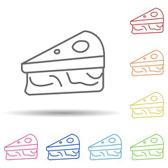 Poster - Piece of cake in multi color style icon. Simple thin line, outline vector of fast food icons for ui and ux, website or mobile application