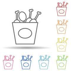 Poster - Fried chicken legs in multi color style icon. Simple thin line, outline vector of fast food icons for ui and ux, website or mobile application