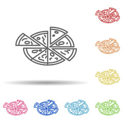 Poster - Pizza in multi color style icon. Simple thin line, outline vector of fast food icons for ui and ux, website or mobile application