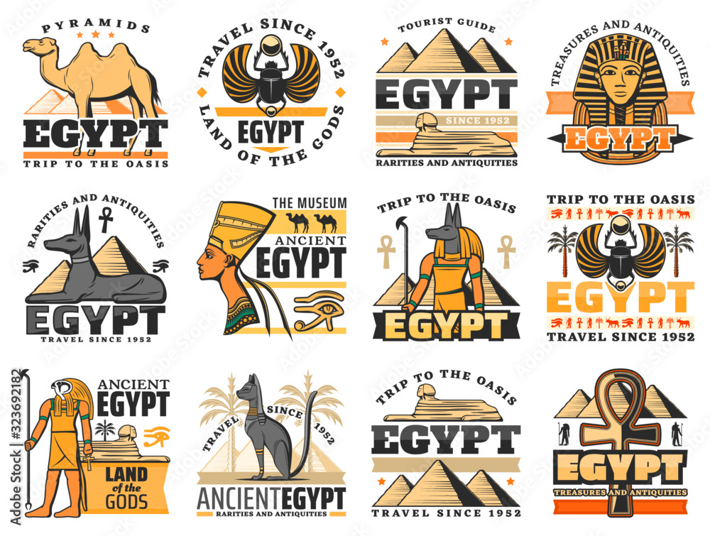 Vetor Ancient Egypt pharaoh pyramids and gods vector design of Egyptian ...