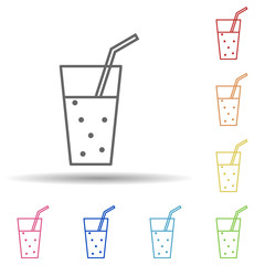 Aufkleber - Carbonated juice in glass in multi color style icon. Simple thin line, outline vector of fast food icons for ui and ux, website or mobile application