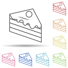 Poster - Piece of cake in multi color style icon. Simple thin line, outline vector of fast food icons for ui and ux, website or mobile application