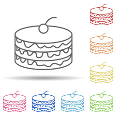 Poster - Cake with cherry in multi color style icon. Simple thin line, outline vector of fast food icons for ui and ux, website or mobile application
