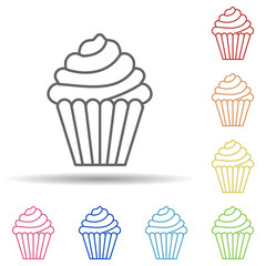 Poster - Cup cake in multi color style icon. Simple thin line, outline vector of fast food icons for ui and ux, website or mobile application